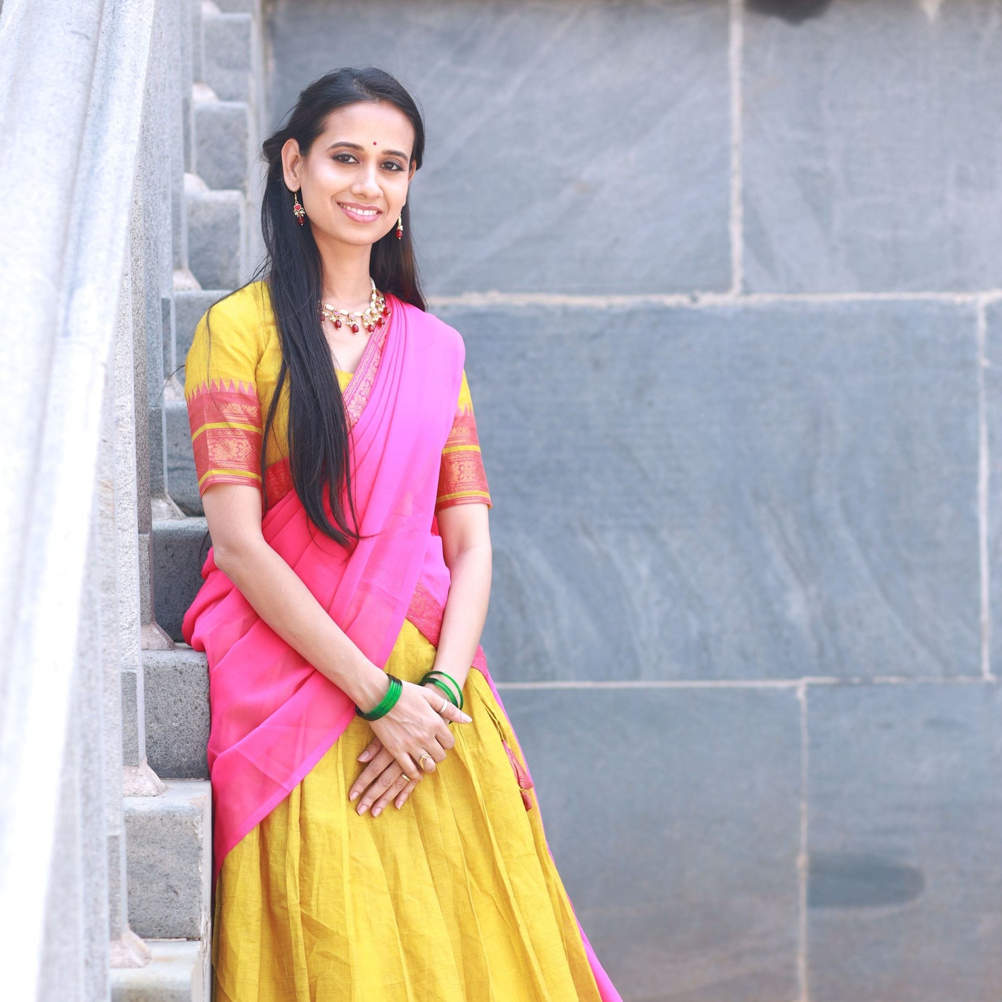 Sunflower Cotton Half Saree