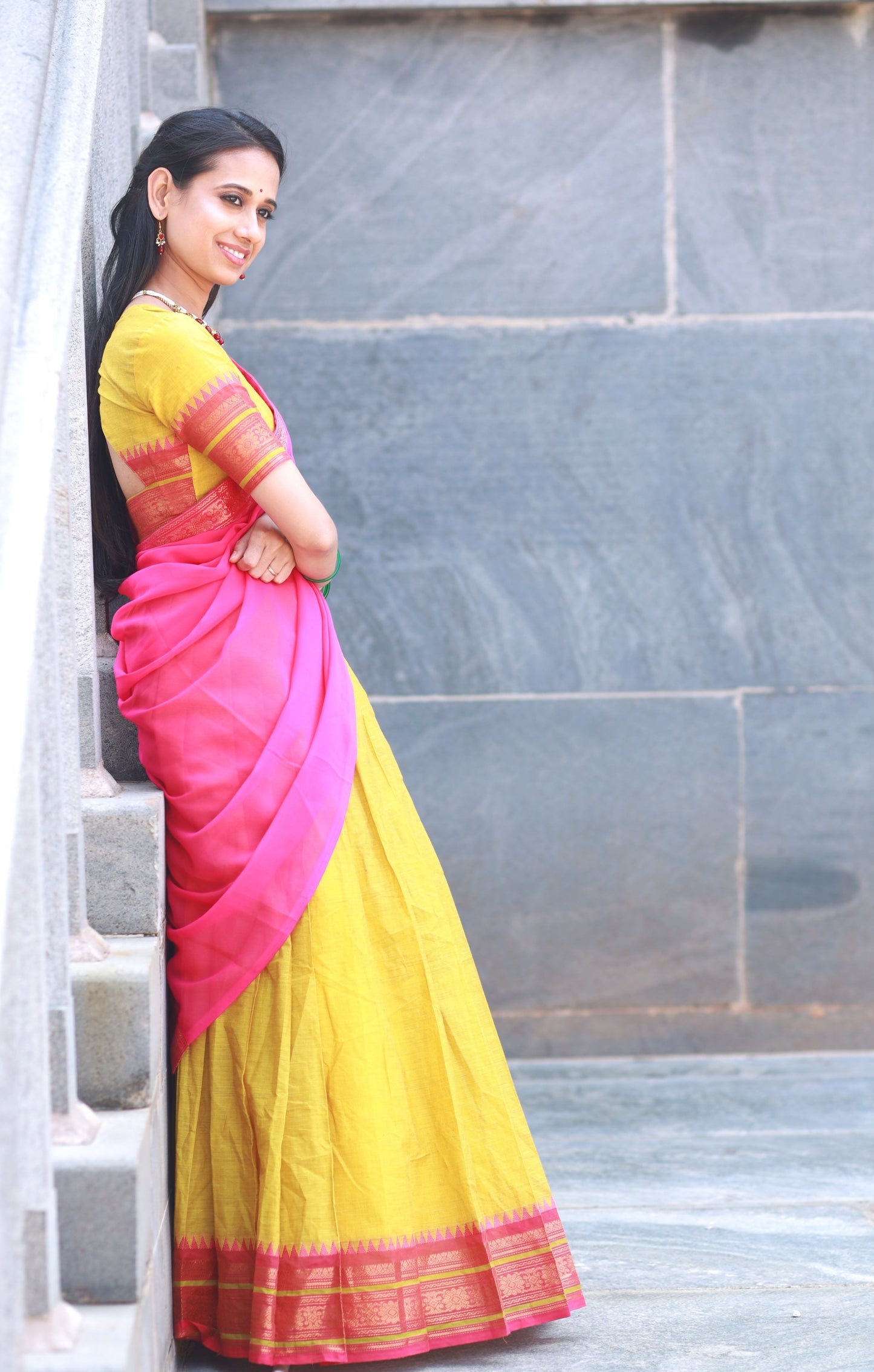 Sunflower Cotton Half Saree