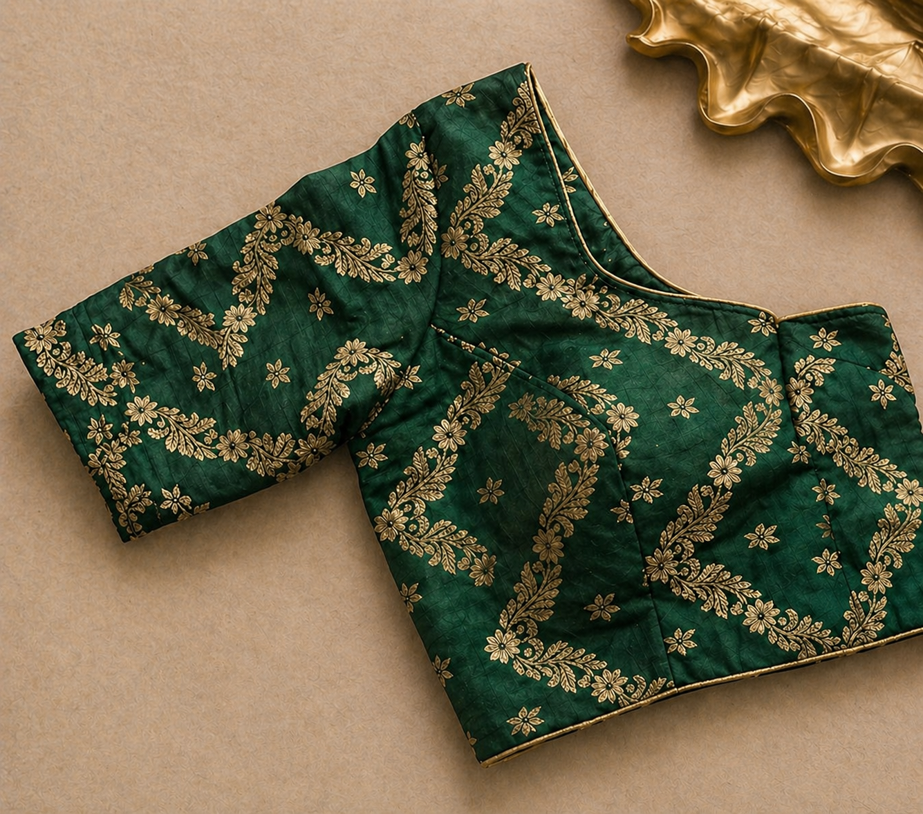 Green Chinon Chiffon Zari Saree