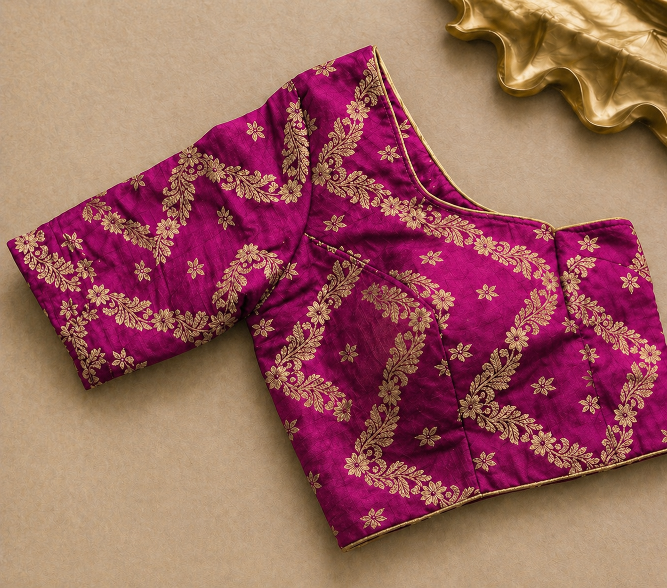 Magenta Chinon Chiffon Zari Saree