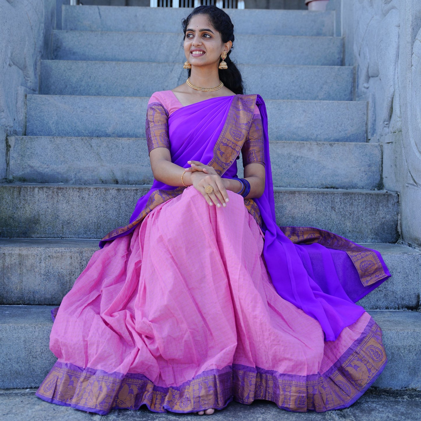 Gulabi Rani Cotton Half Saree
