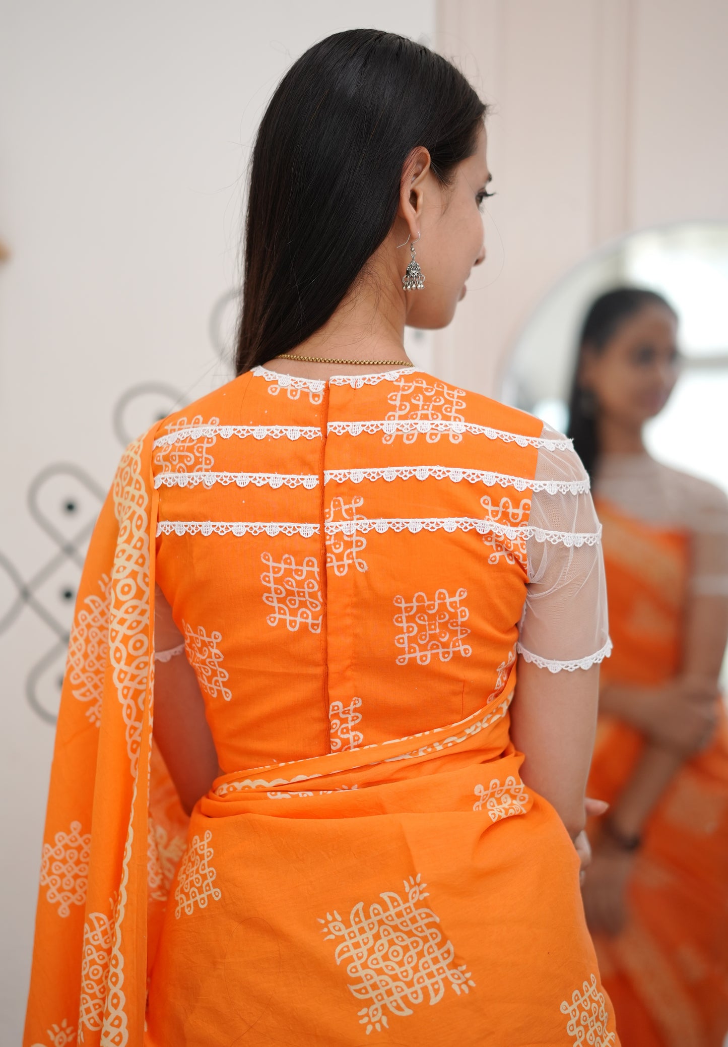 Kesariya Kolam Saree