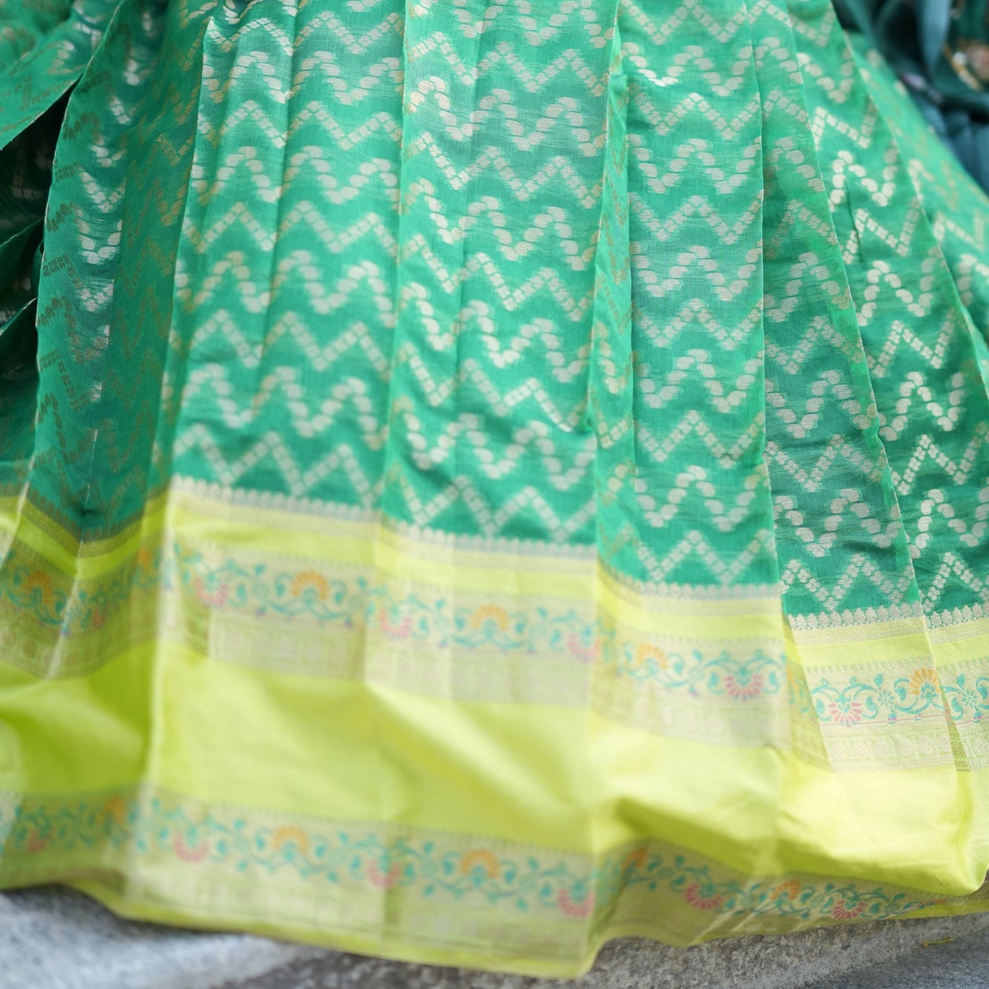 Green Semi Silk Half Saree
