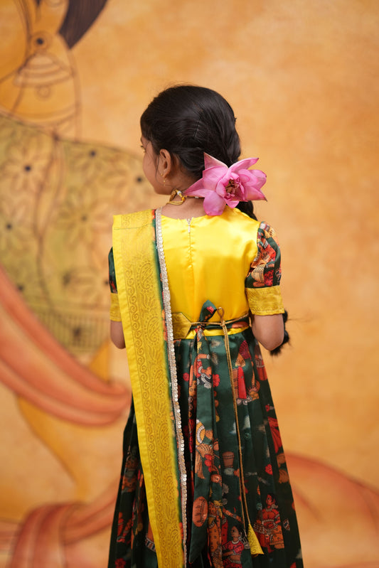 Kids Dola Silk Long Dress lash green