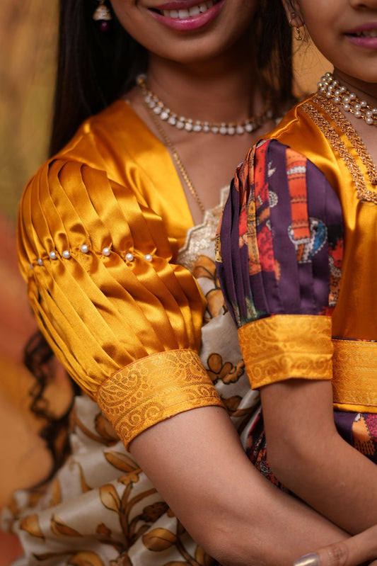 Kids Dola Silk Long Dress mom and daughter