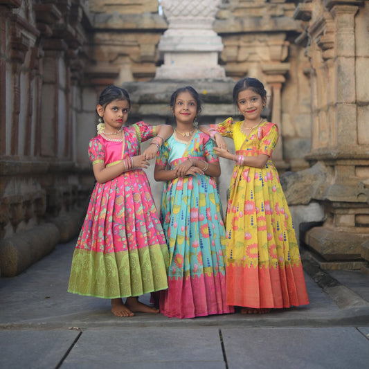 Kids Dola Silk Long Dress Sea Green