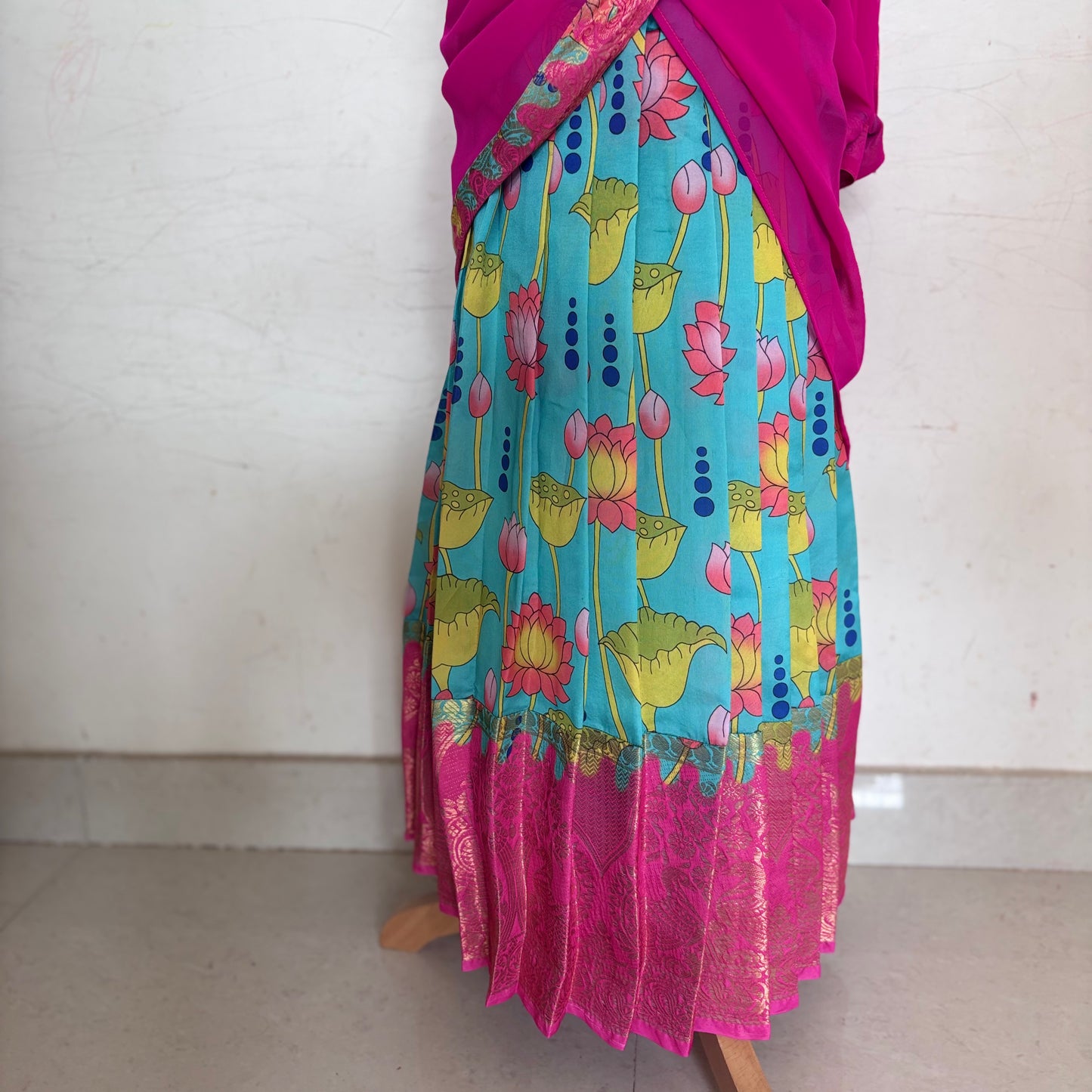 Ocean Blue Kids Dola Silk Halfsaree