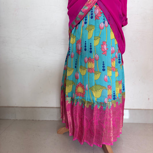 Ocean Blue Kids Dola Silk Halfsaree