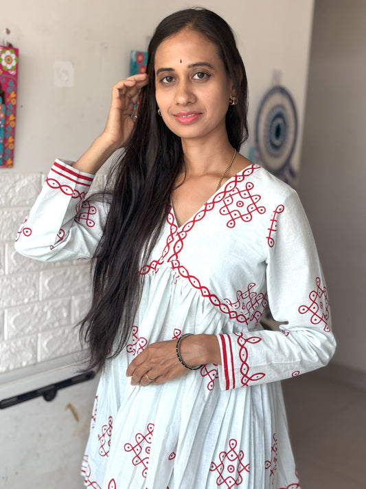 White Kolam Short Top