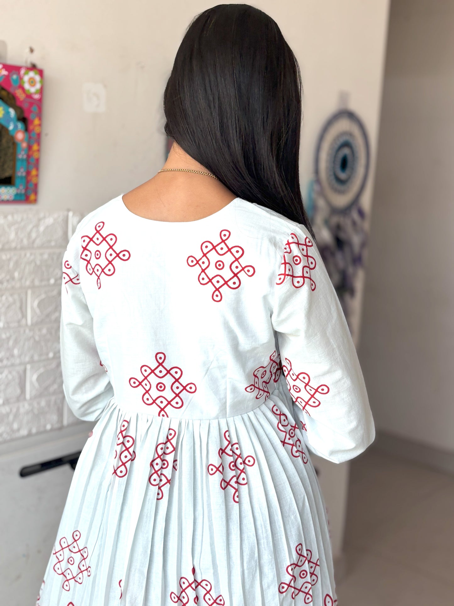 White Kolam Short Top