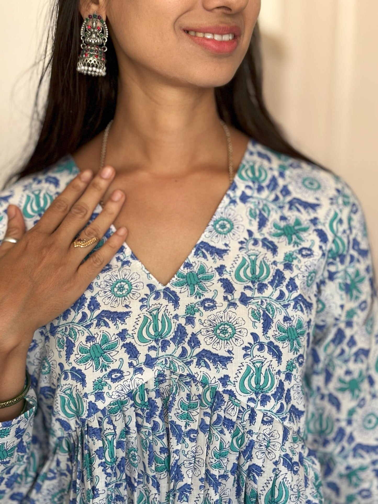 Flower Block Print Short Top