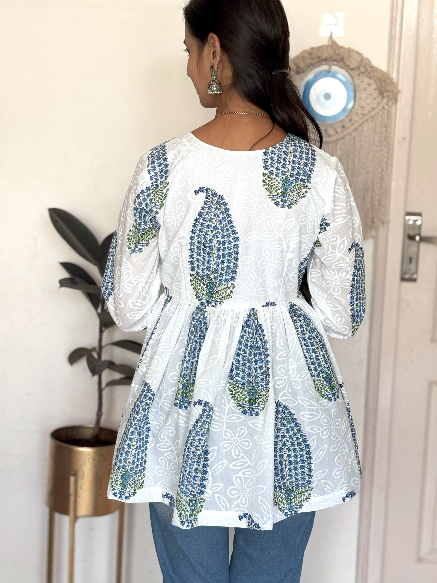 Flower Block Print Short Top