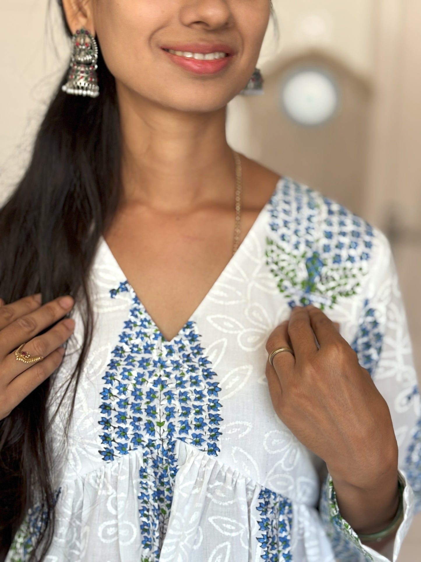 Flower Block Print Short Top