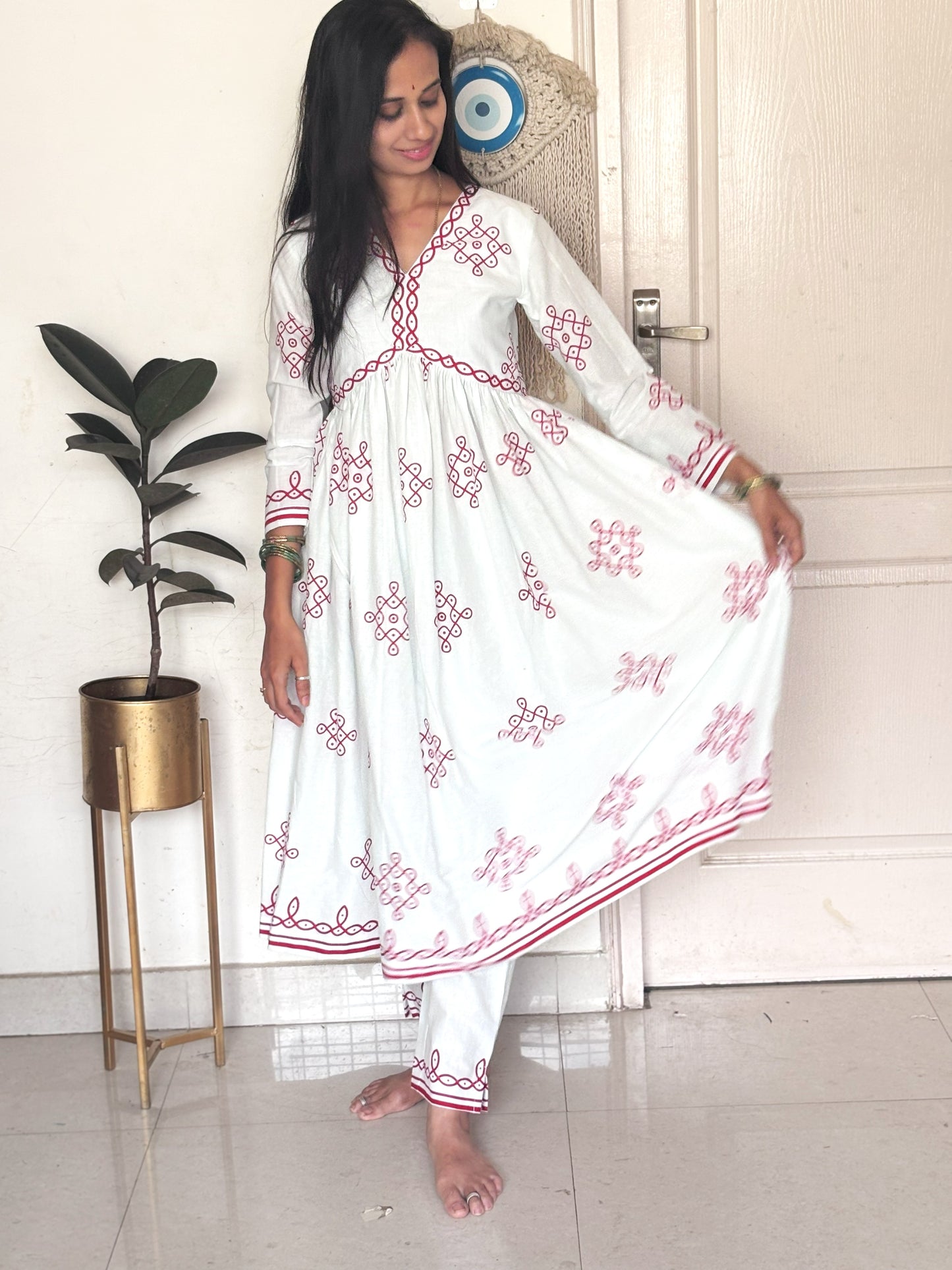 Koalm Anarkali white Suit