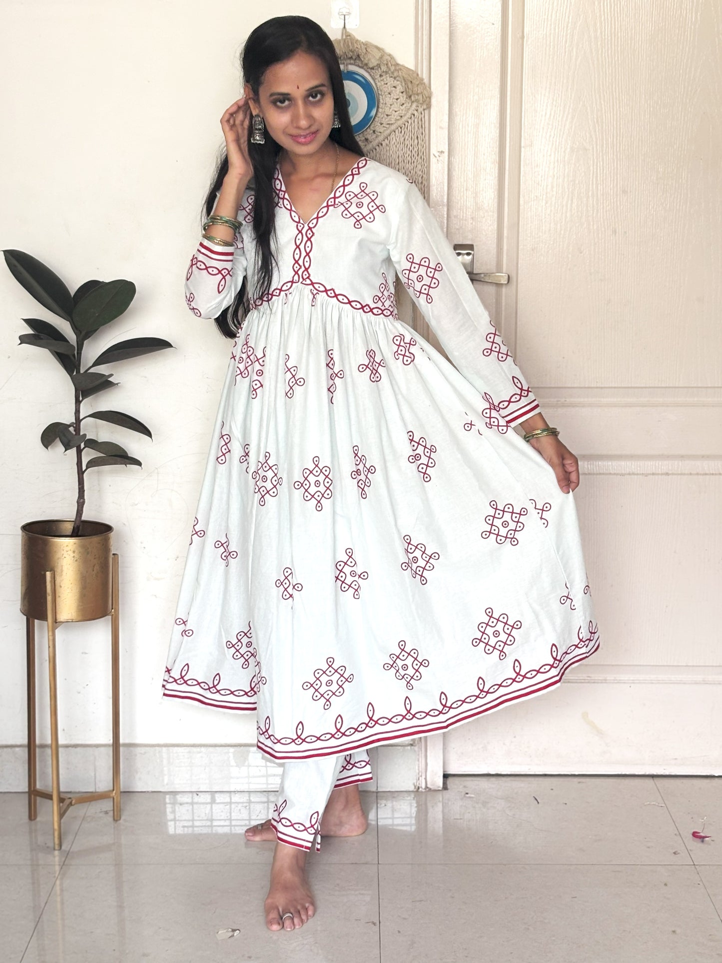 Koalm Anarkali white Suit