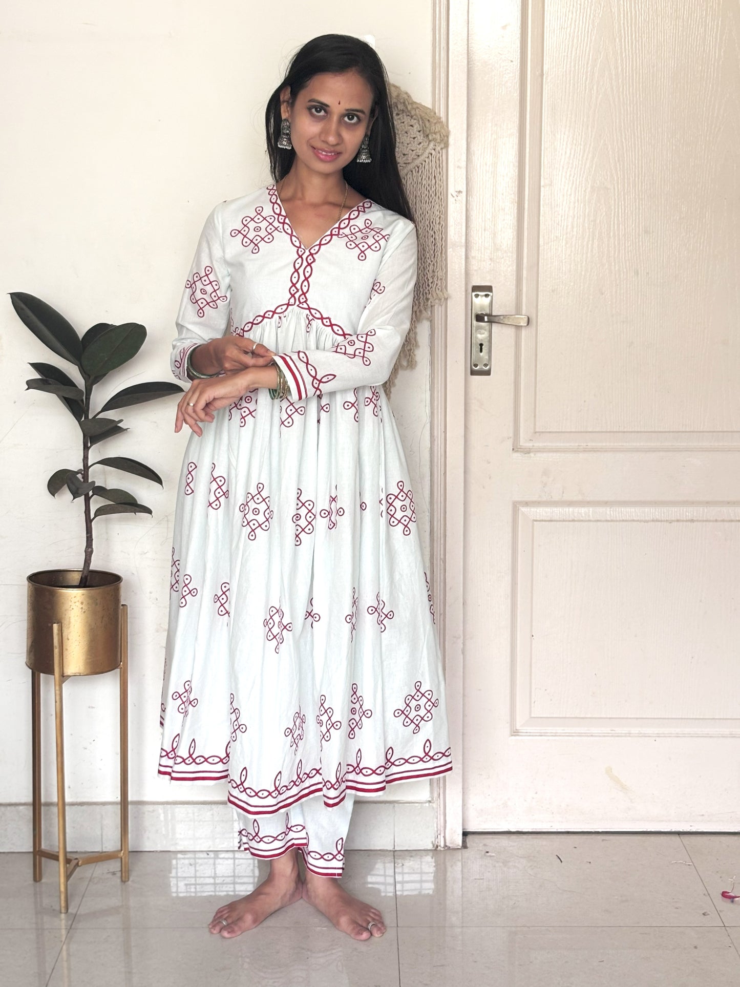 Koalm Anarkali white Suit