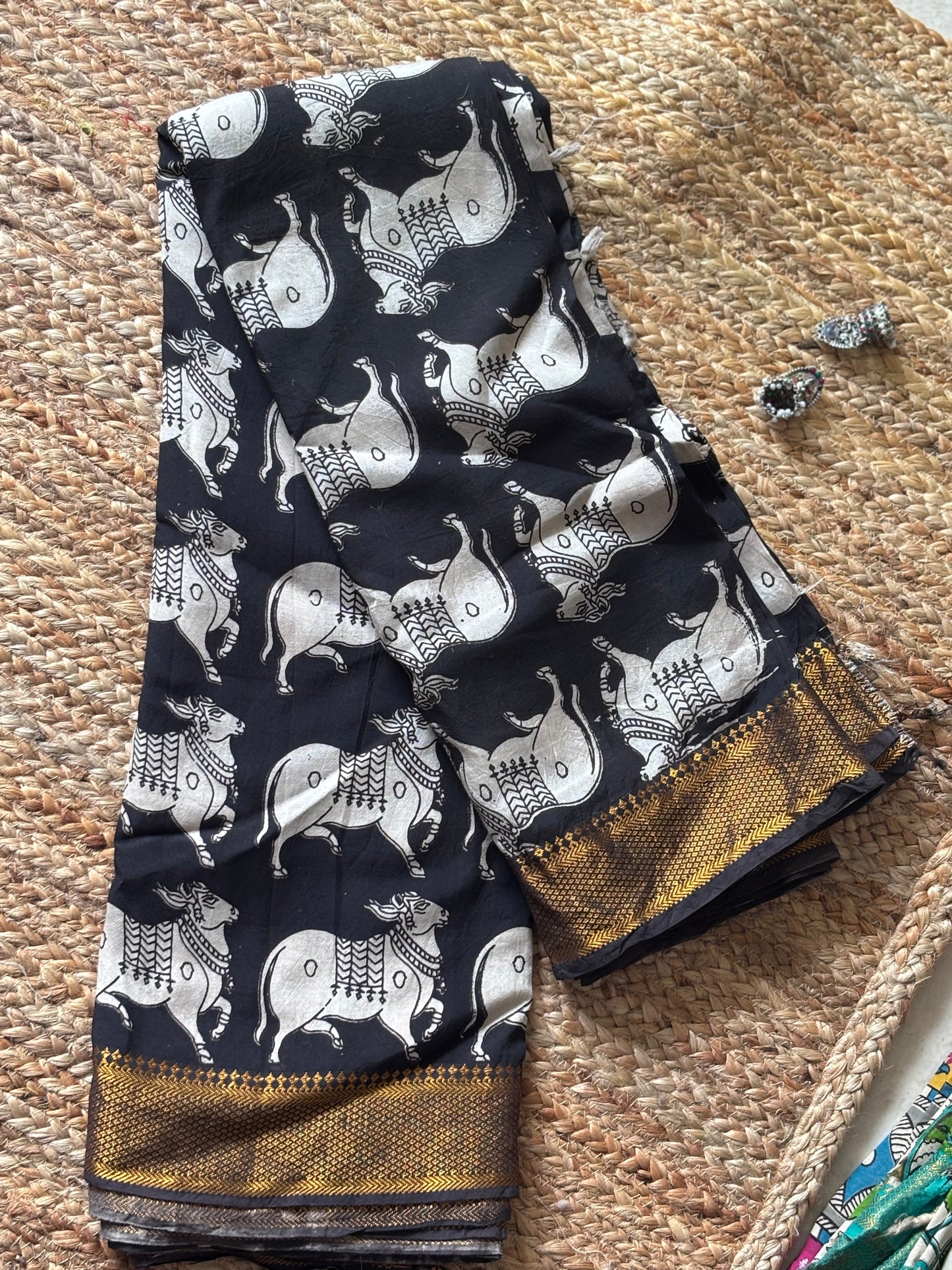 Mangalgiri Digital Print Saree Cow