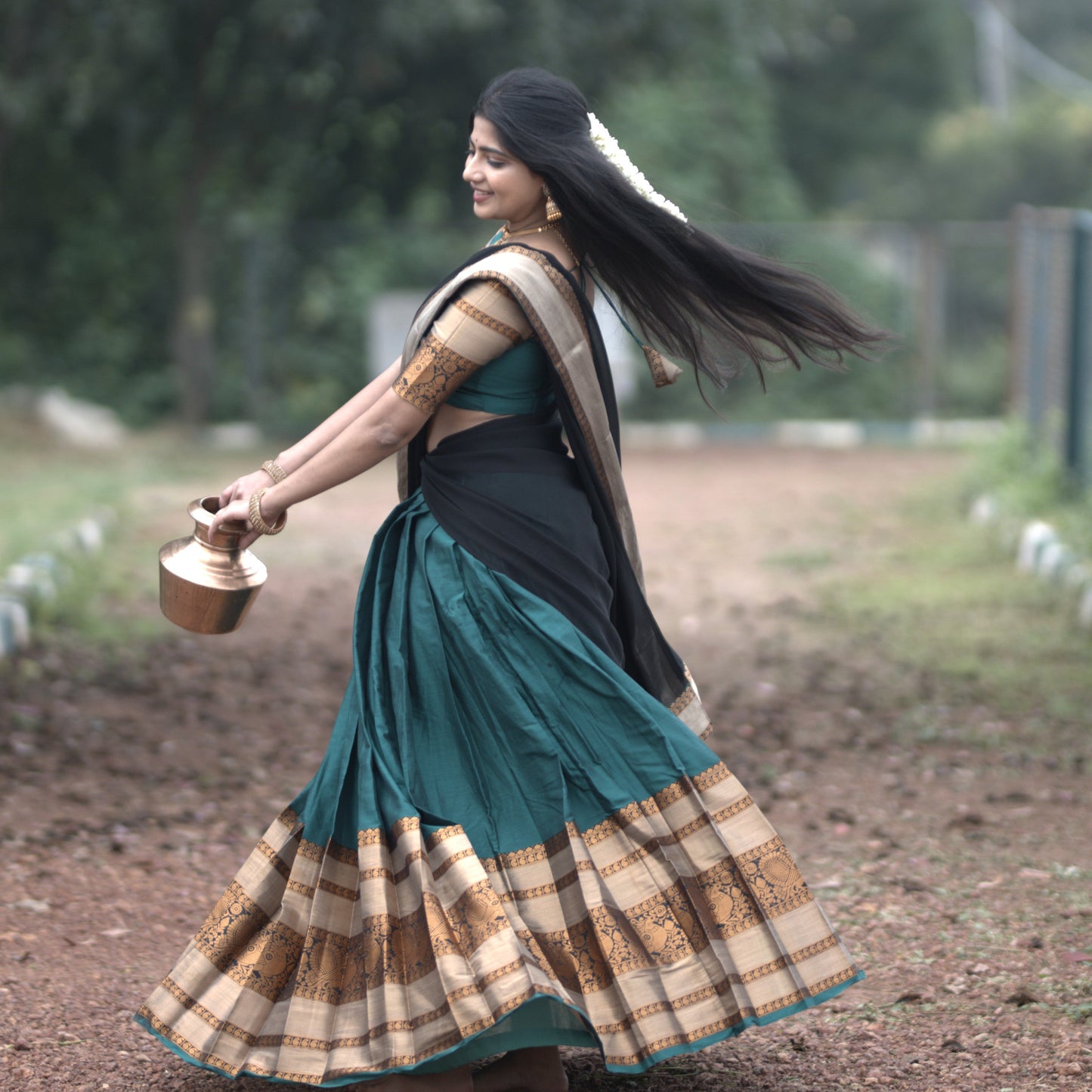 Emerald Grace Half Saree