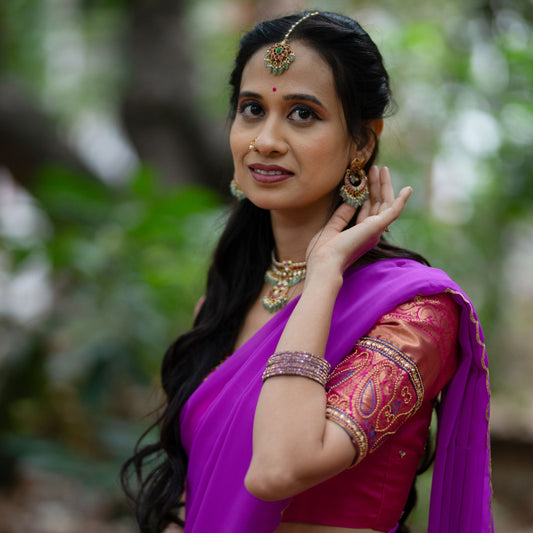 Pink Semi Silk Halfsaree