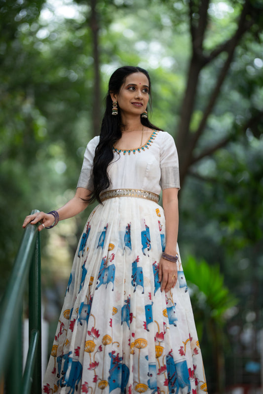 White Pichwai Long Dress