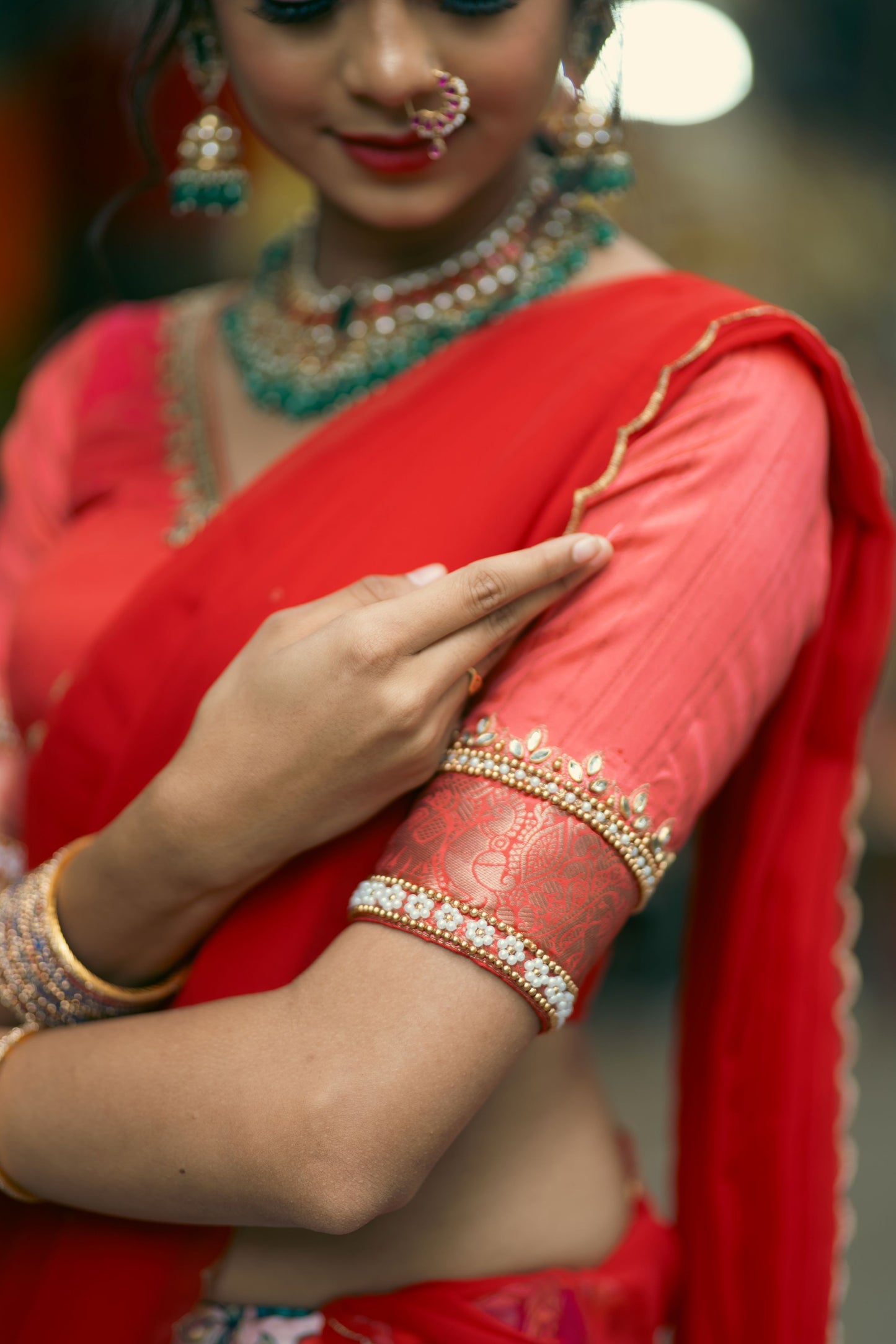 Red Semi Silk Halfsaree