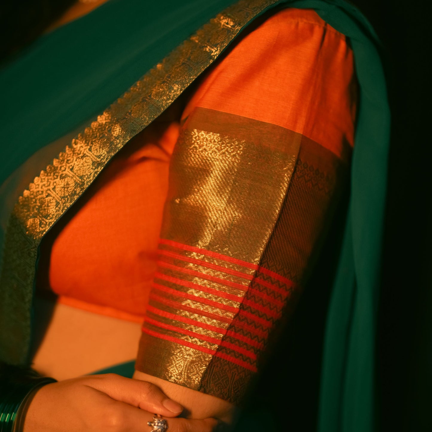 Orange Cotton Half Saree
