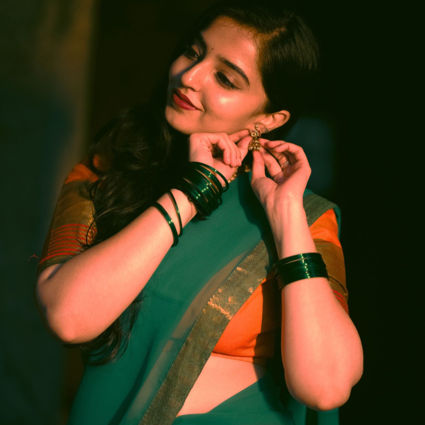 Orange Cotton Half Saree