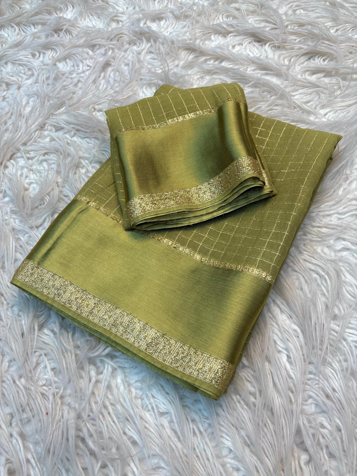 Olive Gold Viscose Georgette Saree