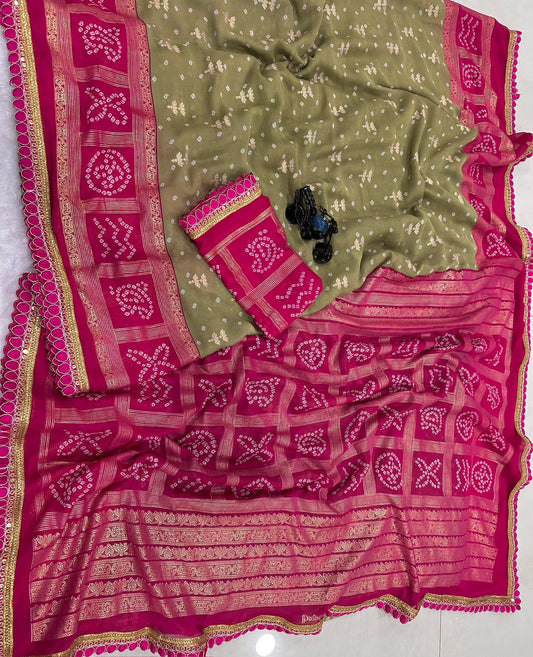 Green n Pink saree