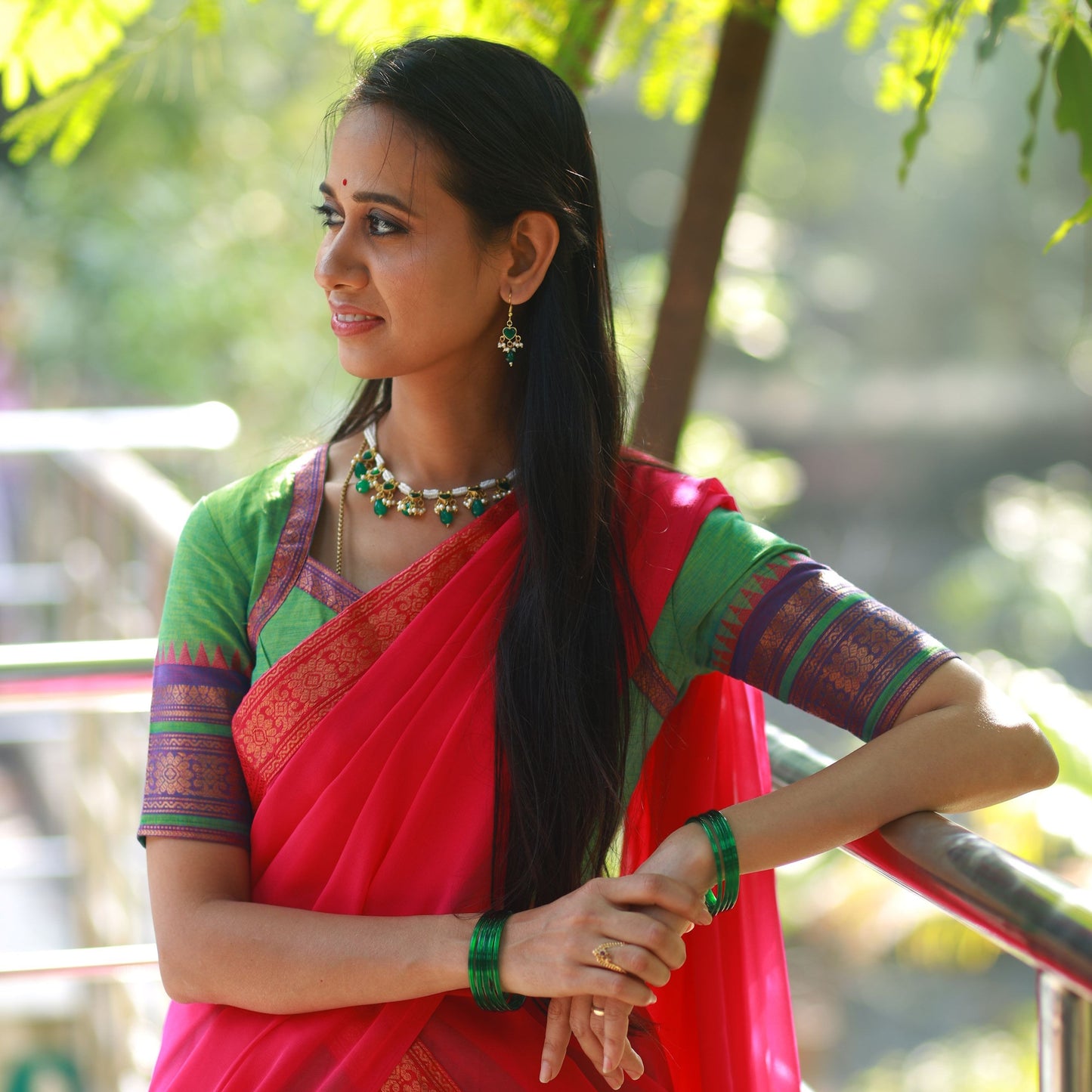 Green Candy Cotton Half Saree