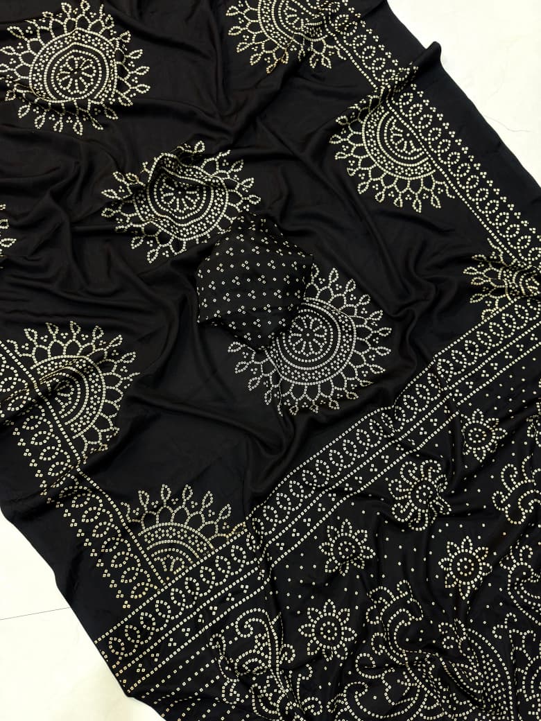 Black Mul Mul cotton saree