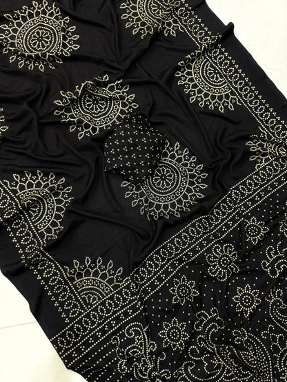 Black Mul Mul cotton saree