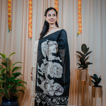 Black Kalamkari halfsaree