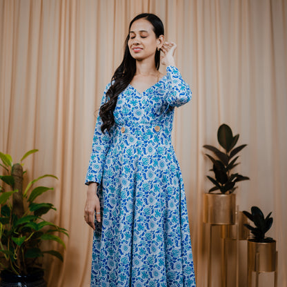 Long Hand Block printed  Dress