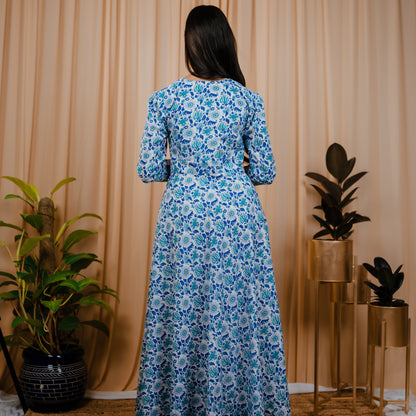 Long Hand Block printed  Dress