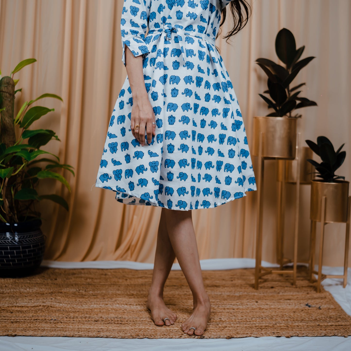 Elephant Slub Cotton Dress