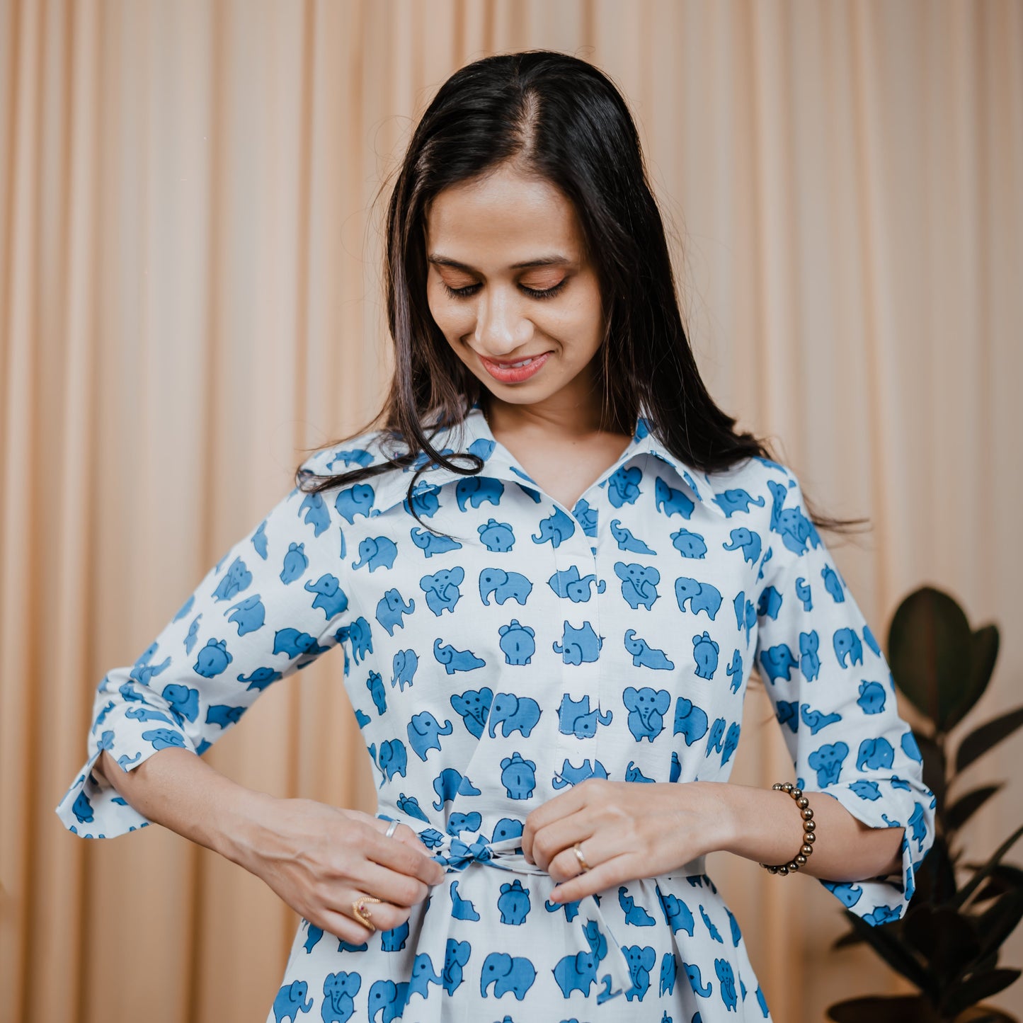 Elephant Slub Cotton Dress