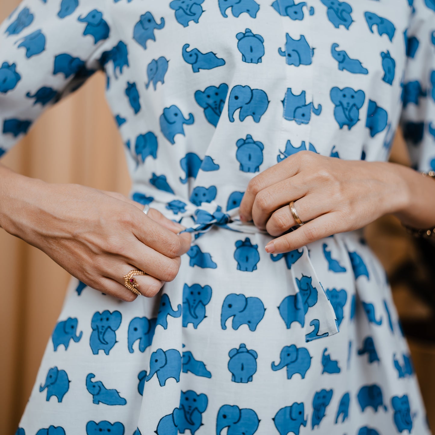Elephant Slub Cotton Dress