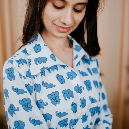 Elephant Slub Cotton Dress