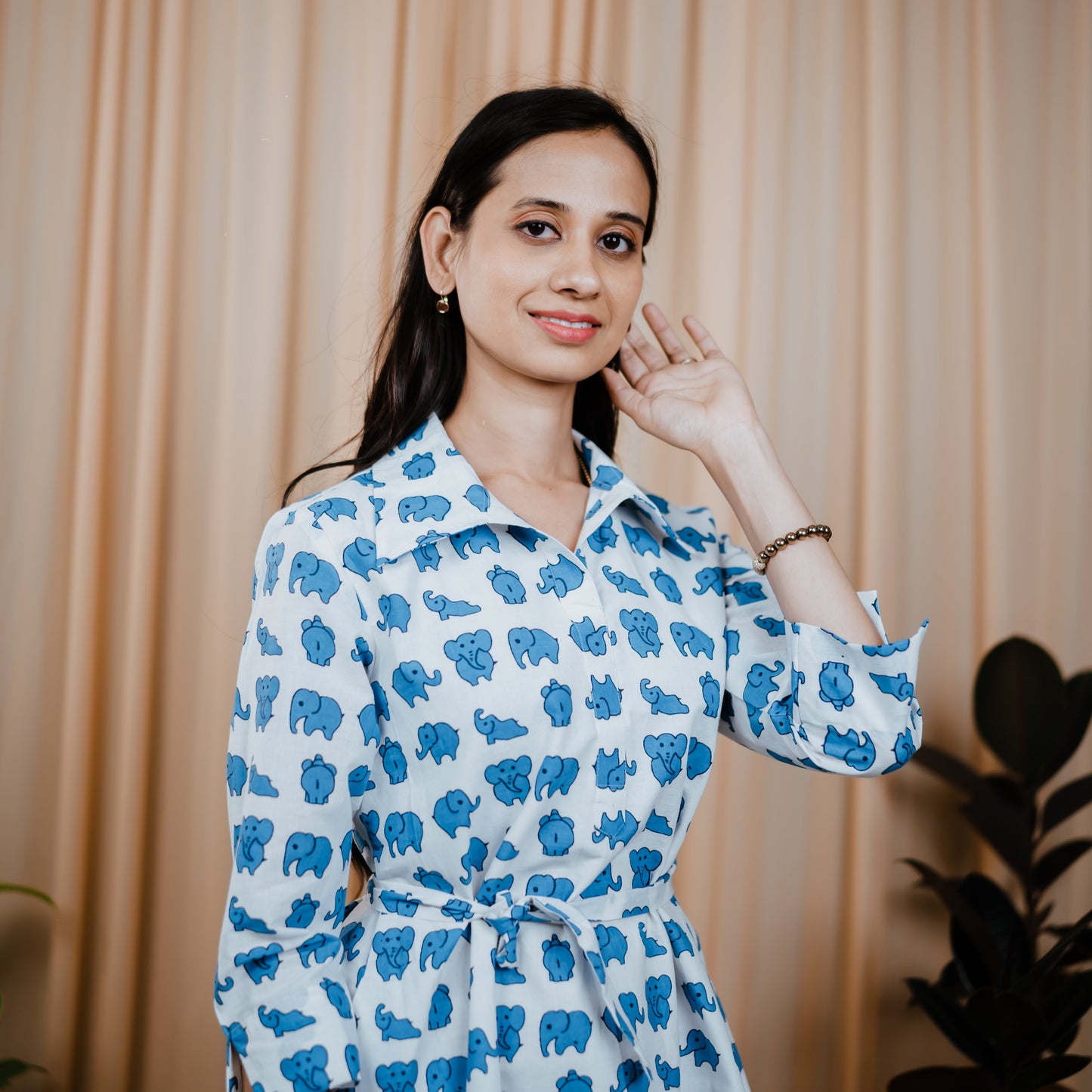 Elephant Slub Cotton Dress