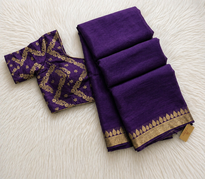Purple Chinon Chiffon Zari Saree