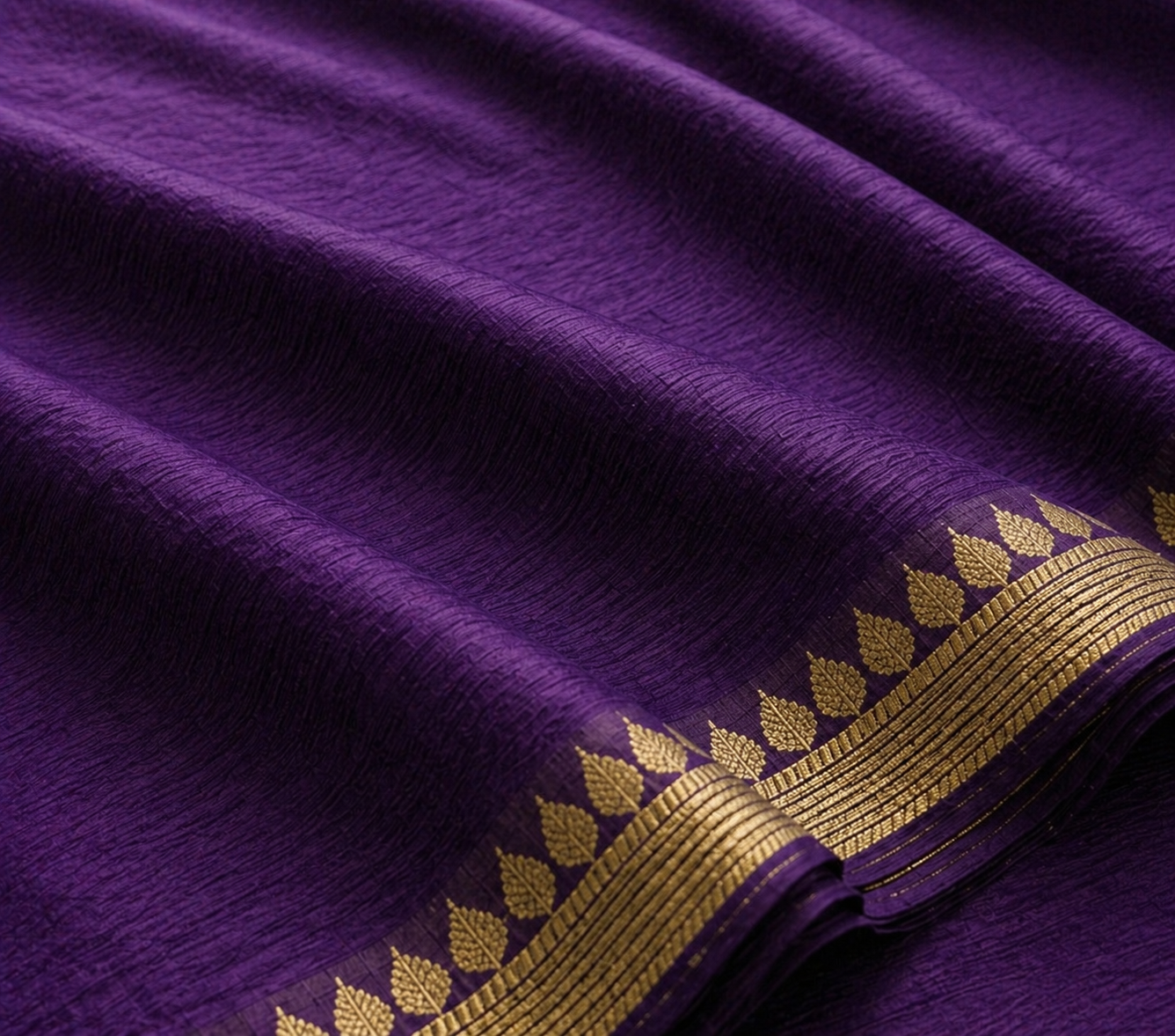 Purple Chinon Chiffon Zari Saree