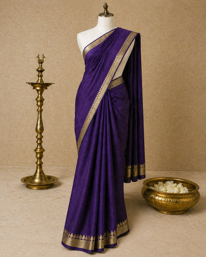 Purple Chinon Chiffon Zari Saree