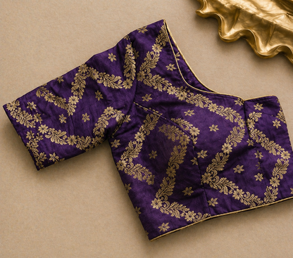 Purple Chinon Chiffon Zari Saree