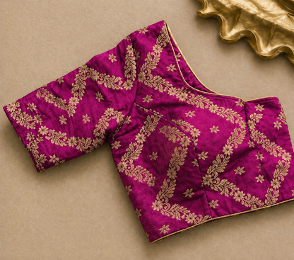 Magenta Chinon Chiffon Zari Saree
