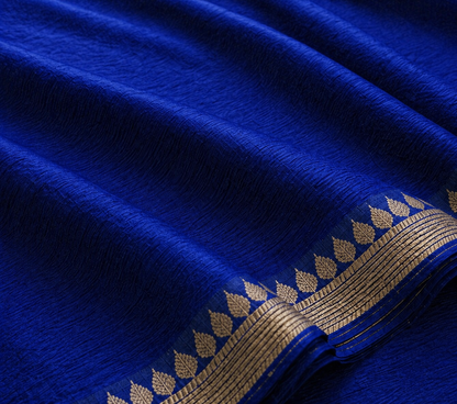 Blue Chinon Chiffon Zari Saree