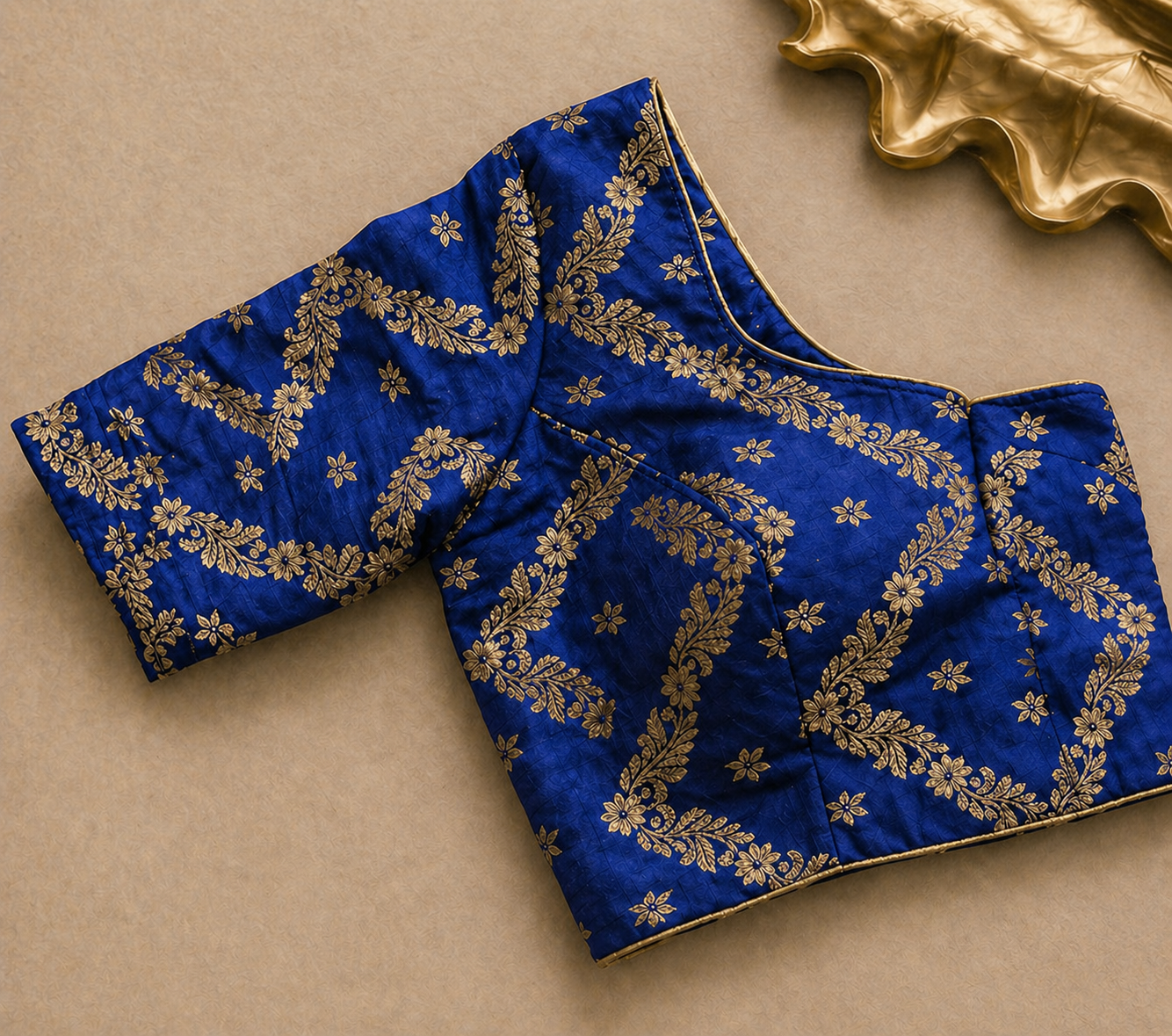 Blue Chinon Chiffon Zari Saree