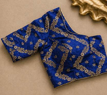 Blue Chinon Chiffon Zari Saree