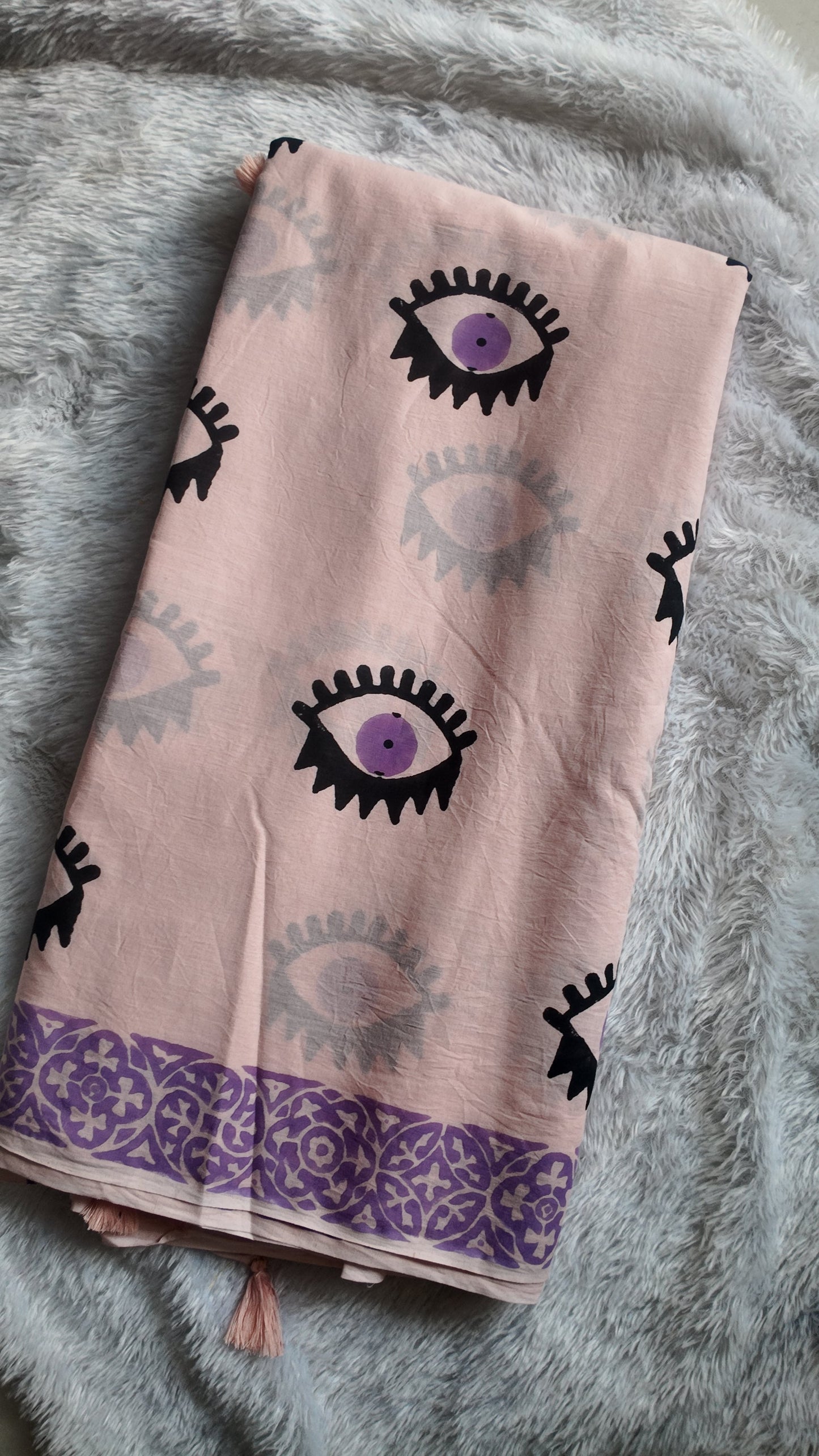 Peachy Evil Eye saree