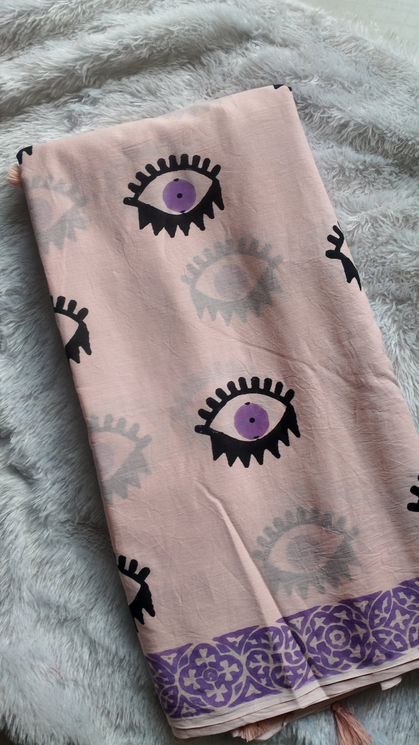 Peachy Evil Eye saree